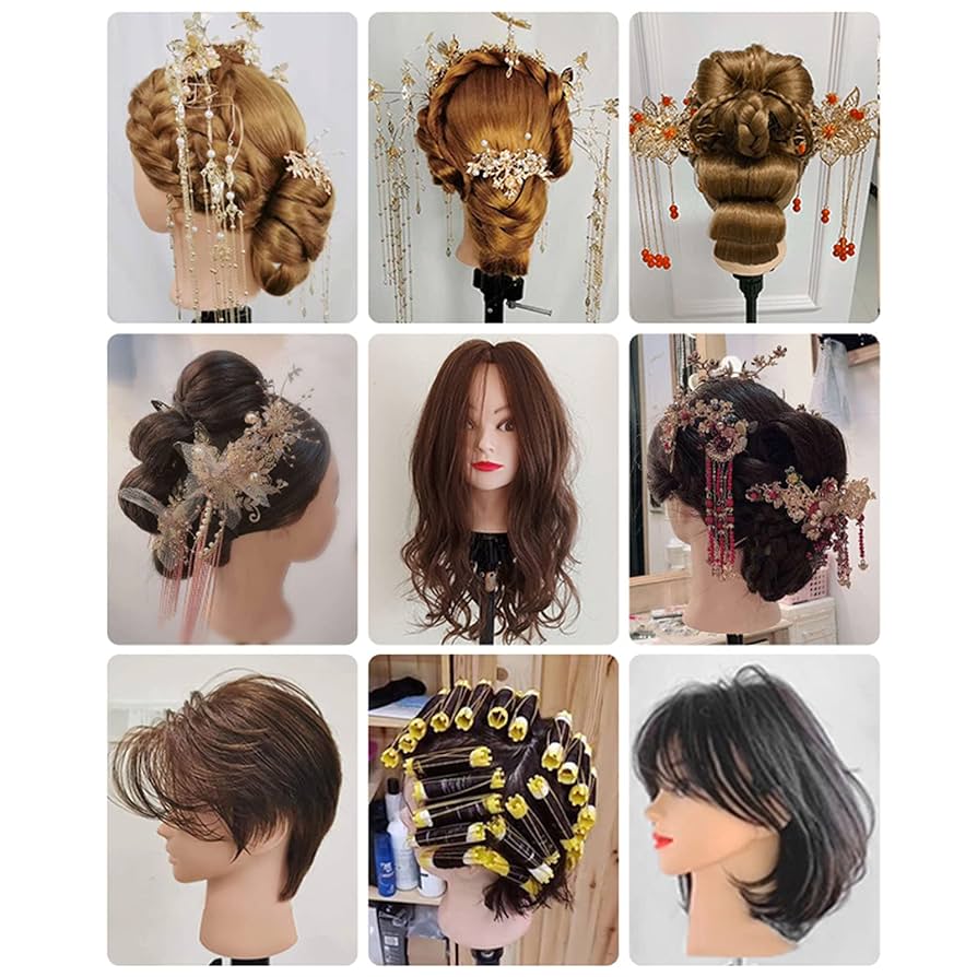 Amazon.co.jp: ヘア練習用マネキン 本物の人間の髪の毛の頭型